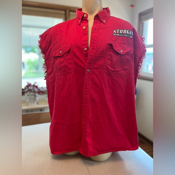 STURGIS 2019 MOTORCYCLE RALLY BUTTON DOWN SLEEVELESS SHIRT - Picture 4 of 6
